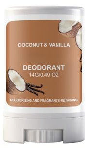 Aluminiumfri Deodorant för Kvinnor och Män, Doft av Kokos & Vanilj, Mini Deodorantstick i Resestorlek, Passar Känslig Hud, Cruelty Free & Vegan, 72 Tim Mars Luktskydd (1pcs)