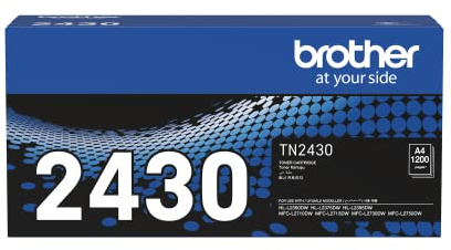 Brother Genuine TN2430 Black Toner Cartridge, Up to 1200 Pages (TN-2430) for Use with: HL-L2350DW, HL-L2375DW, HL-2395DW, MFC-L2710DW, MFC-2713DW, MFC-2730DW, MFC-2750DW