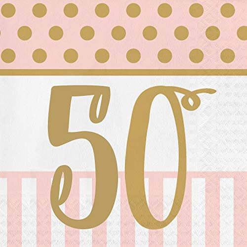 Creative Party 3-lagige Lunch-Serviette zum 50. Geburtstag, Pink Chic