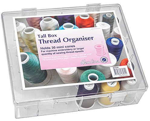 Acryl-Garnbox für 30 Konen, Gefüllt mit 15 Farben Madeira Overlock Bauschgarn, ideale Aufbewahrungsbox