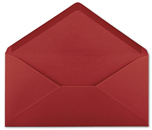 25 DIN långa kuvert mörkröd 22 x 11 cm – 120 g/m² våtlimning postkuvert utan fönster perfekt för jul gratulationskort inbjudningar från din glödlampa agent