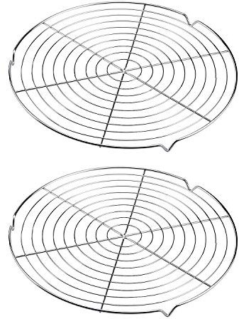 Wandefol 2pcs Rejilla para Enfriar, Estante de Enfriamiento Redondo, Rejilla Enfriadora, Rejilla Enfriadora Repostería para Bizcocho Tarta Asado Antiadherente Ø 30cm Acero Inoxidable Lavado Fácil