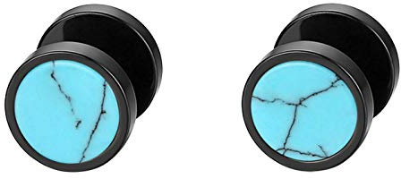 JewelryWe hantel knoppörhängen konstgjord sten rostfritt stål örhängen svarta avsmalare fuskfuskfuskfusköronpluggar örhänge e rostfritt stål, colore: BLÅ, cod. JW222P0056