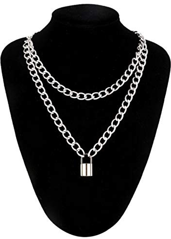SONGK Collana con Catena a Lucchetto con ciondoli a Lucchetto per Donna Uomo Gioielli Punk sul Collo Accessori estetici