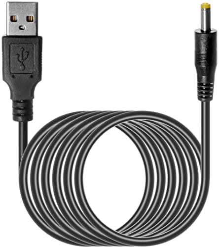 Abuycs 5V 1A USB 2.0 to 4.0mm x 1.7mm DC Barrel Jack Charger Power Cable Adaptor 80cm/ 200cm Black (4mmx1.7mm) (200)