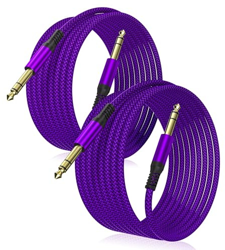 Elebase Cavo Chitarra Jack 6.35mm 6M 2Pack,Cavi Strumenti Filo TRS Maschio | Cable Guitar 6.5mm Audio Bilanciato Stereo per Strumenti,Chitarra Elettrica,Basso,Tastiera Musicali,Amplificatore,Casse,Amp