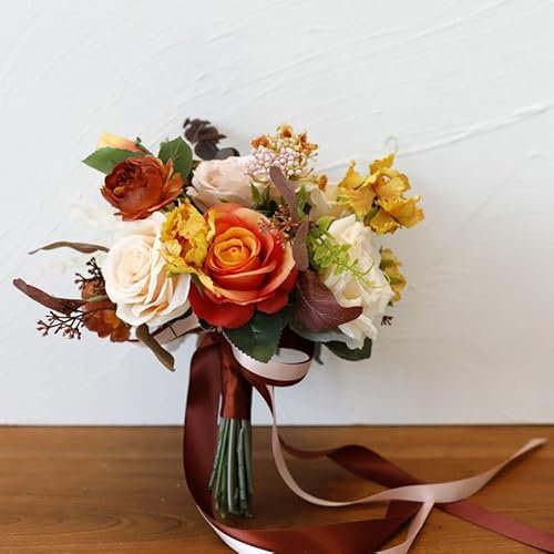 Herbst-gelbe Mischung mit orangefarbenen Rosen-Natur-Blumen-Blumenstrauß