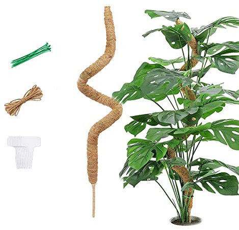 Biegbare Moosstange, Moosstäbe Monstera-Pflanzenstützen für Pflanzen im Innen und Garten, Kokosmoos-Stäbchen für Kletterpflanzen, 114 cm