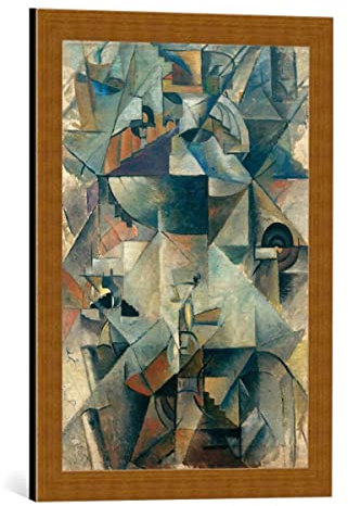 kunst für alle Bild mit Bilder-Rahmen: Kasimir Sewerinowitsch Malewitsch Samowar - dekorativer Kunstdruck, hochwertig gerahmt, 40x55 cm, Kupfer gebürstet