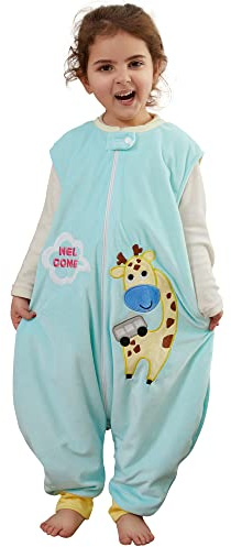 HAHASHOW Baby sovsäck med fötter året runt sovsäck flicka och pojke sovsparkdräkt sovsäck med ben 5–6 år giraff