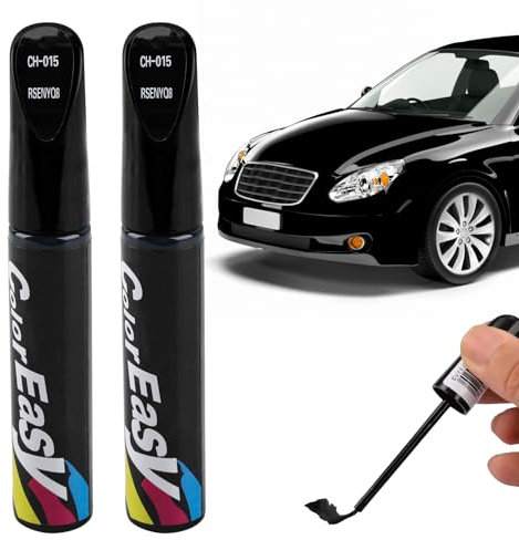 LANAFAY 2Pezzi Penna Ritocco Carrozzeria Nero Lucido,Ritocco per Vernice Auto,Vernice per Ritocchi Auto,Penna per Riparazione Rimozione Graffi,Pennarello Copri Graffi Auto(12ML)