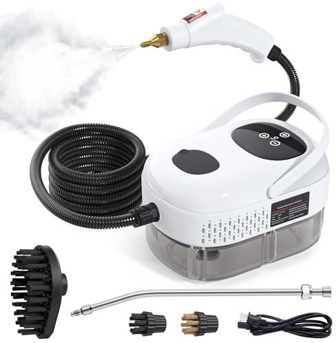 Irishom Steam Cleaners - 2500W High Pressure & High Temperature Pressurized Steam Cleaning Machine 1.1L 3 Bar Portable Handheld Steam Cleaner with 3 Brush Heads for Home Use/Car Detailing