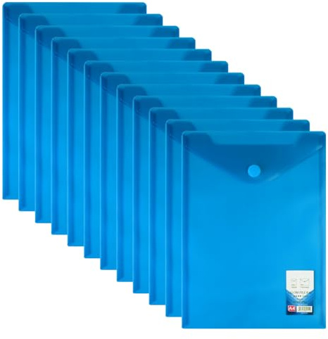 Dokumententasche A4 Transparent Mappe 12 Stück Dokumentenmappe Farbige Sichttaschen Dokumente Kunststoff Sammelmappen Set Ordnungsmappe mit Druckknopf Plastikhülle Büro Registermappen für Schule Uni