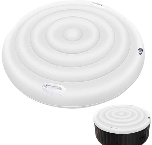QSZTJJ Abdeckung aufblasbare quadratischem/Rund Whirlpool-Gehäuse mit Poolabdeckung, PE Abdeckplane für Family Pools Abdeckungen Rund Pool Cover Easy Set (Round 140 * 140cm,White)