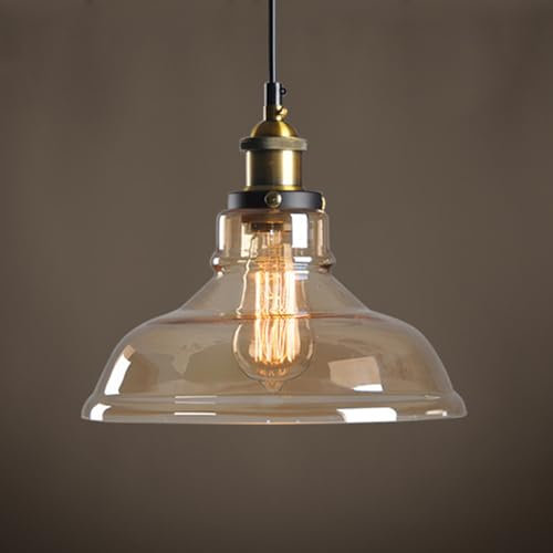 LIGKIN Lampada a Sospensione Industriale Vintage Lampadario in Vetro E27 Lampada a soffitto Paralume in Vetro Illuminazione a Soffitto per camera da letto Soggiorno Ristorante Loft