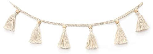 JSGHGDF Quastengirlande Mit Holzperlen Wandbehang Für Heimdekoration Kinderzimmer Hochzeit Weihnachtsfeiern Ornamente