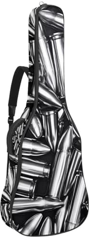 Bassgitarrentasche, 101,6 cm, 101,6 cm, doppelter verstellbarer Schultergurt, Akustikgitarre, Gigbag, Gitarrenkoffer, wasserdichtes Oxford-Gewebe, dicker Schwamm, Vintage-Silbermetall-Kugelaufdruck,