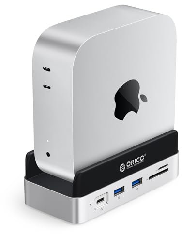 ORICO MiniDock 10Gbps e Supporto per Mac Mini M4, con Capacità di Archiviazione di 512G, fino a 1000MB/s, 9 Porte con USB A/C 3.2, HDMI 4K, RJ45, PD 100W, SD/TF 3.0, 2 USB 3.0