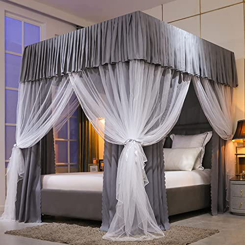 Princess Betthimmel mit 4 Eckpfosten, niedliches Moskitonetz für Mädchen, Schlafzimmer, Kinderzimmer, Vorhangnetz für Doppelbett, Queen-Size-Bett, bezaubernd, dekorativer Baldachin für Kinder und