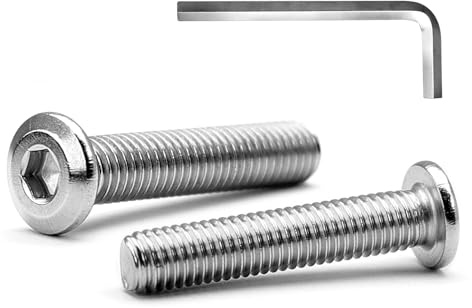 MINHER M6 x 40mm 20Pcs Tête Plate Vis D’assemblage à Six Pans Creux, Acier Inoxydable A2 V2A, Boulons de Meubles, Filetage Complet (Avec Clé Hexagonale)