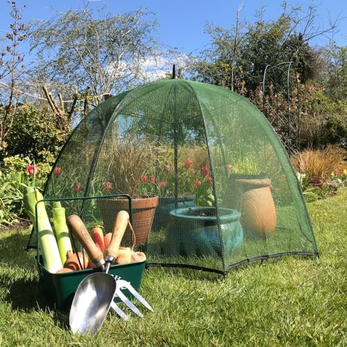 GardenSkill Pop n Crop Plant Umbrella | Garden Netting Cloche Protection Cover Dome for Tomato Vegetable Flower Bed Seedling | Anti Bird Mesh Fruit Cage Grow House (Green, 1.4x0.9m H, Pk 1)
