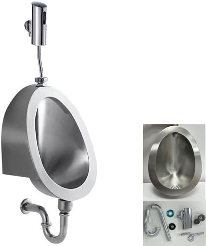 Wandmontiertes 304 Edelstahl Urinal, Haushalt/Gewerbe Urinale für Männer Erwachsene, Badezimmer Spülung Männertoilette für Garten KTV Schlafsaal Bar Geschäft Garage