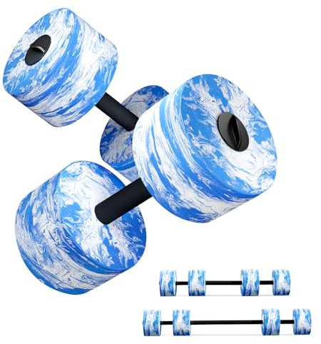 HAPBEAR 3-in-1 Wasserhanteln mit Verbindungsstange – 2er-Set Aqua Hanteln & Wassergymnastik Zubehör – Aquafitness Geräte für Reha, Schwimmtraining & Wassersport