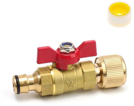 LNSYSNS Regulierventil Gartenschlauch 1/2 Zoll aus Messing | Robustes Messing mit Dichtband für Wasserhähne, Wassertanks, Schlauchleitungen, Schlauchanschlüsse vor Montage prüfen