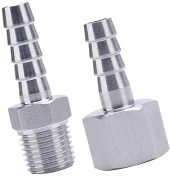 High Pressure 1/8 1/4 3/8 1/2 3/4 BSP NPT Female Male 4 6 8 10 12-20mm Hose Barb Hosetail Fitting 304 Stainless Water(NPT Male,8MM_3/8)