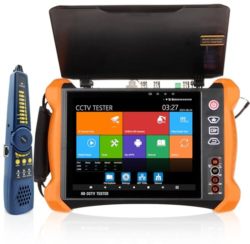 Henkion Tester di videosorveglianza HD X9MOVTADHS PRO CCTV Tester 8K 32MP 12MP IP Telecamera POE++ 90W - Tester per fotocamera 4K 8MP TVI/CVI/AHD/SDI/CVBS con DMM OPM VFL TDR Strumenti di rete WiFi HD