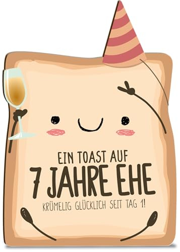 Kupferne Hochzeit Karte Toast Hochzeitstag - 7 Jahre Holzkarte - Hochzeitstagkarte mit Umschlag originelle Toast-Grußkarte zum siebten Geburtstag, besondere Überraschung für die Feier, besondere