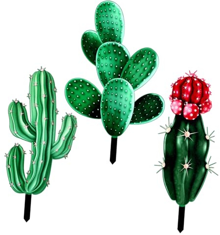 Hemobllo 3pezzi Picchetti Da Giardino in Acrilico Forma Di Cactus Resistente e Realistico Decorazioni Esterno Per Cortile Prato Viale Segnaletica Da Giardino Decorativa