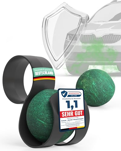 Futum 2X Marder Abwehrkugeln - 2er-Set inkl. Halter – Marderschreck Auto mit natürlichem Duftwirkstoff – Marderabwehr Auto mit Sofortschutz – Langanhaltender Marderschutz für bis zu 3 Monate