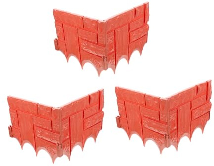 NOLITOY Lot De 6 Clôtures De Jardin en Plastique Rouge Brique, Bordure Naturelle Modulable pour Décoration Extérieure, Résistante Aux Intempéries, Taille Moyenne, pour Aménagement Paysager