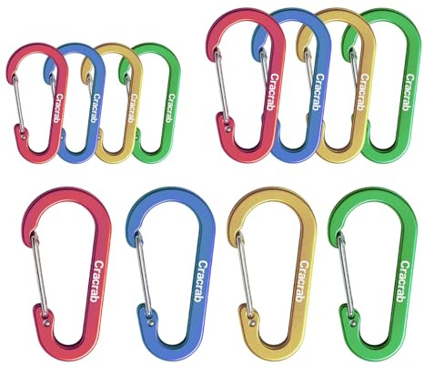 12Pcs Carabiner Clips Assorted Sizes Pack, Includes Small Medium Large 2/2.4/2.8 Inch Aluminum Carabiner Multicolor D Shape Keychain Clip for Backpack (Multiple Colors)