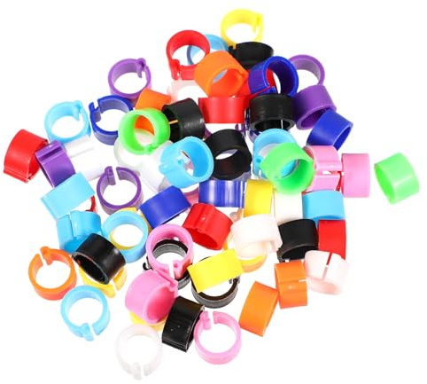 Artibetter 100Pcs Multi-color Plastic Pigeon Foot Rings Easy-open Bird Leg Bands for Racing Pigeons Parakeets Cockatiels and Other Birds Identification Cuff Rings