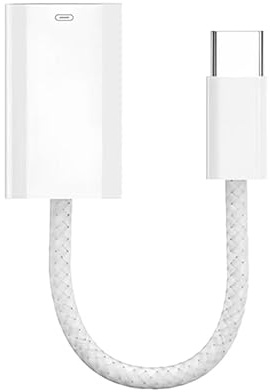 Wvxilyr Adaptador USB C 8-Pin a 2 en 1 de Carga rápida y Transferencia de Datos, Adaptador Tipo C Compatible para iPhone 16/17/15, iPad Air, MacBook,Blanco