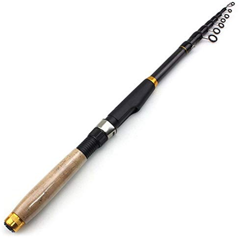 Angelrute,Teleskopruten Karpfenrute 1.8m-3.0m Multifunktions-Spinnrute Carbon-Fischerei Fisch Pole Teleskop Reise Angelrute Ultraangelausrüstung(Wooden Handle,1.8 m)