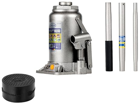 alca® Wagenheber Set hydraulisch 20 t 244-449mm Hubhöhe inkl. Gummiauflage | Doppelkolben Stempelheber mit Verlängerungsschraube, aus #45 StahlEisenStahl, zertifiziert, GS geprüft