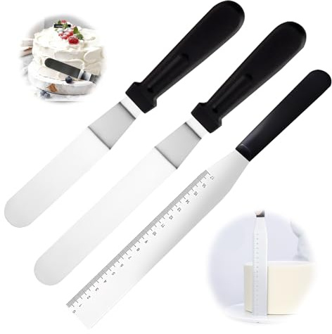 Cake Spatula, Set of 3 Icing Spatula 6 8 Stainless Steel Baking Spatula with Non-Slip Handle for Cake Decorating Pastry & Baking