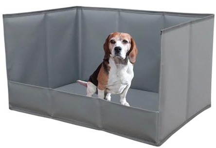 Hundtoalett för inomhusbruk – vattentät, hög väggig, bärbar potta, liten hund pipipe träningslåda, hållbar – hygienlösning, lätt att rengöra design med förhöjd, utgång
