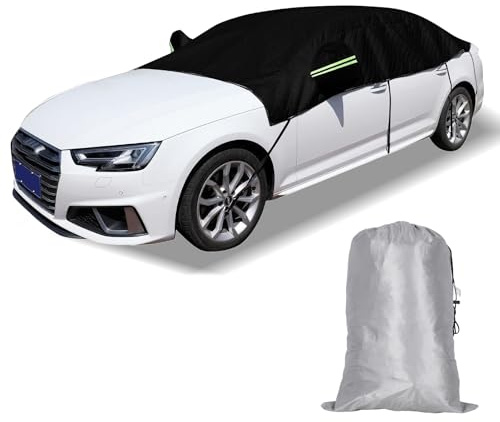 Demi Bâche Voiture Extérieur Imperméable, Housse De Protection Voiture Respirante Anti-Neige UV Soleil, Bache Voiture Exterieur avec Sangles Et Bandes Réfléchissantes SUV4.35 * 2.5m