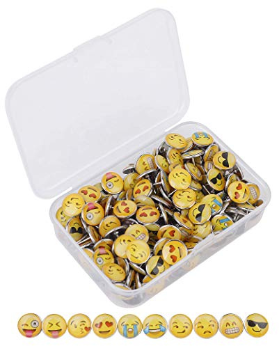 Decorativo Chinchetas 200 Piezas Push Pins lindos de los Emoticon Chincheta para hogar escuela y uso oficina