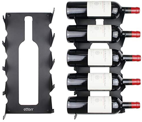 etterr Weinregale aus Stahl für alle Weinsorten, mit Wandankern und Verkleidung. (Schwarz)