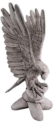 gartendekoparadies.de Adler Steinadler Steinfigur aus Steinguss, H. 95 cm, 51 kg, Grau, Frostsicher für Außenbereich