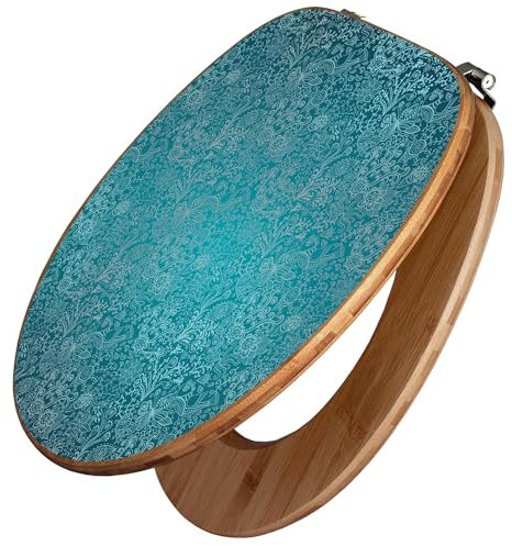 banjado Design WC Sitz Bambus 45x37,5cm / Toilettendeckel Holz/hochwertiger Toilettensitz/Bambus-Toilettendeckel für alle gängigen Toiletten - Mandala Landschaft