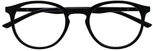 OPULIZE Met Lunettes Anti-Lumière Bleue Monture Ronde et Mince Charnières à Ressort Améliore le Sommeil Jeux Ordinateur Noir Hommes Femmes B60-1 +0.00