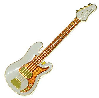 Miniblings Basso Elettrico Chitarra Bassista Spilla Strumento Bianco Mini Bass - Gioielli Fatto a Mano Pulsante I Pin Pins