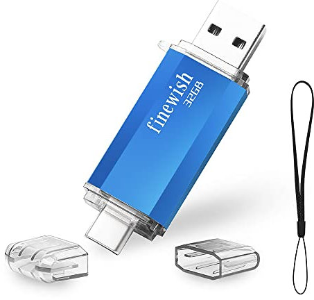 USB C Memory Stick 32gb, 2 in 1 Type C Flash Drive 32 GB USB Key Portable Otg Pendrive 32gb for Tablets, New Macbook, Android Smartphones, Samsung, Huawei, Oneplus Etc. (Blue)