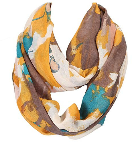 Gil SSC XXL LOOP SCHAL SCHLAUCHSCHAL RUNDSCHAL HALSTUCH TÜCHER AUSWAHL HERBST WINTER 2020-2021 (Trend Muster Senf Creme Beige Petrol)